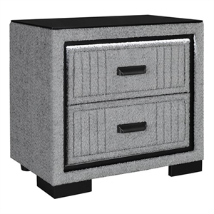 Isabella Gray Fully Upholstered Nightstand with LED