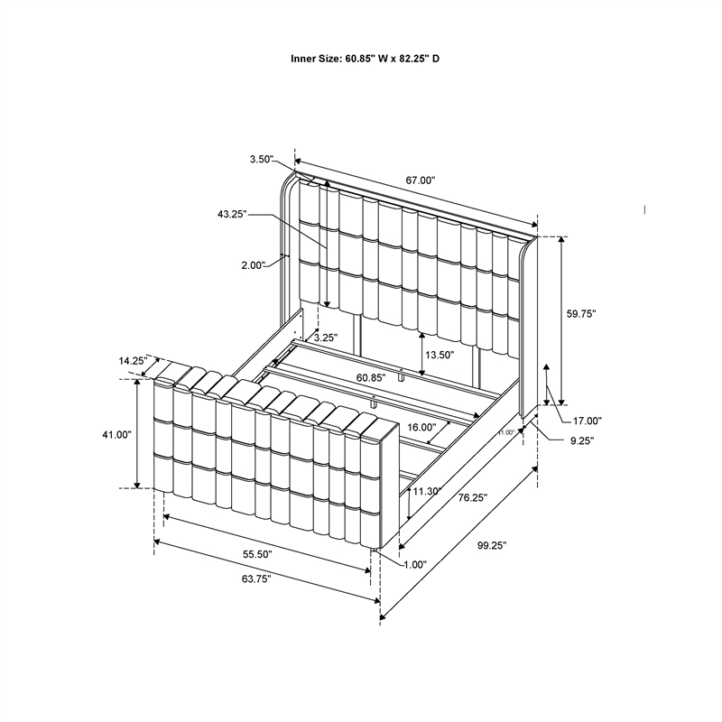 Isabella Gray Fireplace-TV Lift and Speakers Queen Bed