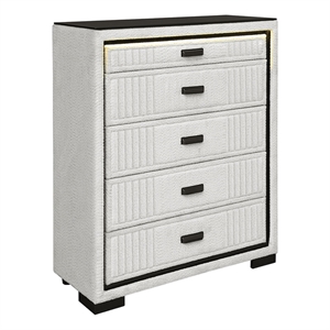 Isabella White and Black Fully Upholstered Chest