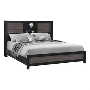 Lisbon Engineered Wood Bookcase Full Bed in Gray/Black