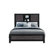 Lisbon Engineered Wood Gray and Black Bookcase Headboard King bed