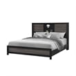 Lisbon Engineered Wood Gray and Black Bookcase Headboard King bed
