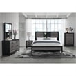 Lisbon Engineered Wood Gray and Black Bookcase Headboard King bed