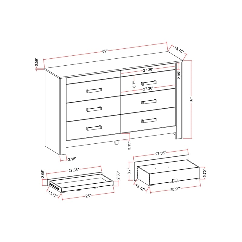 Logan Silver Wood Bedroom Dresser