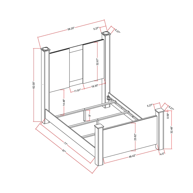 Logan Silver Wood Full Bed with LED and Speakers