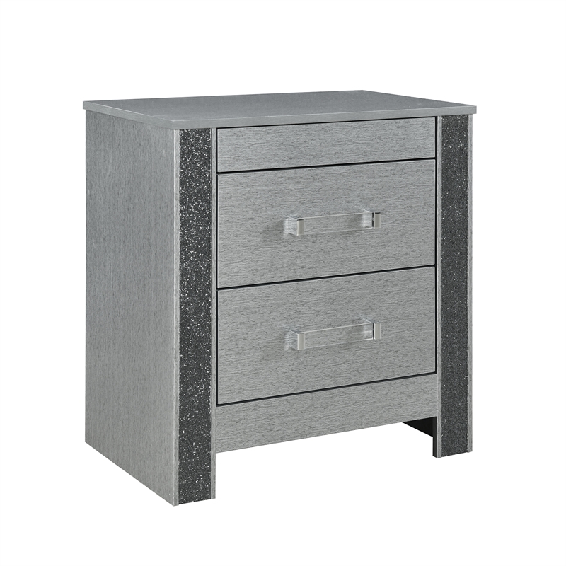 Logan Silver Wood King 5PC Bedroom Set with LED and Speakers