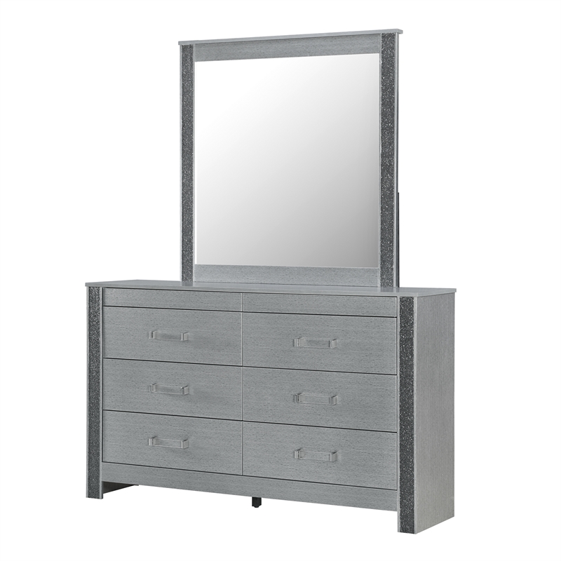 Logan Large Scale Glass Mirror with Crushed Glitter