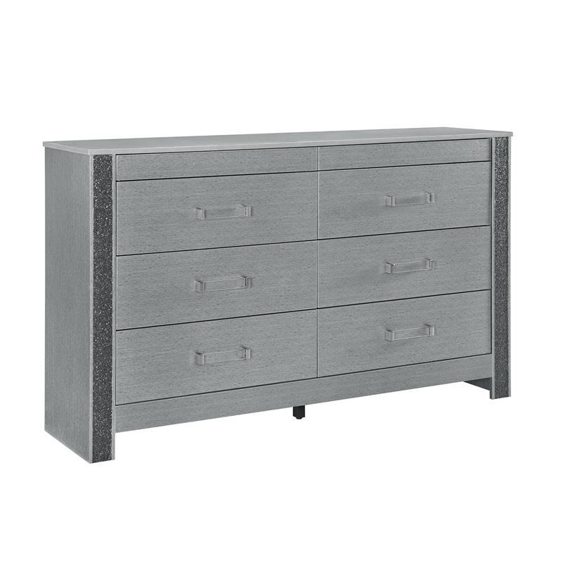 Logan Silver Wood Queen 5PC Bedroom Set with LED and Speakers