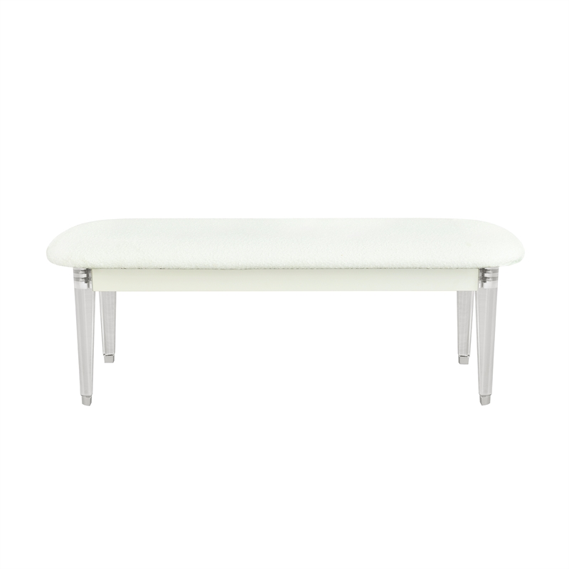 Lyra Acrylic Legs Extra Padded Beige Bedroom Bench