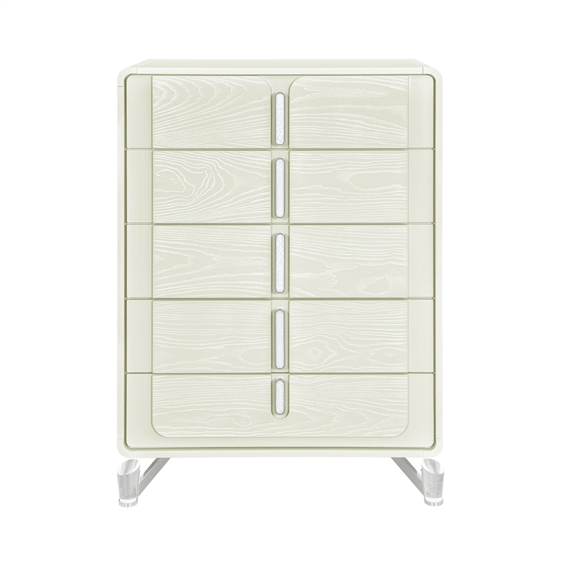 Lyra Acrylic legs Wood Beige Bedroom Chest