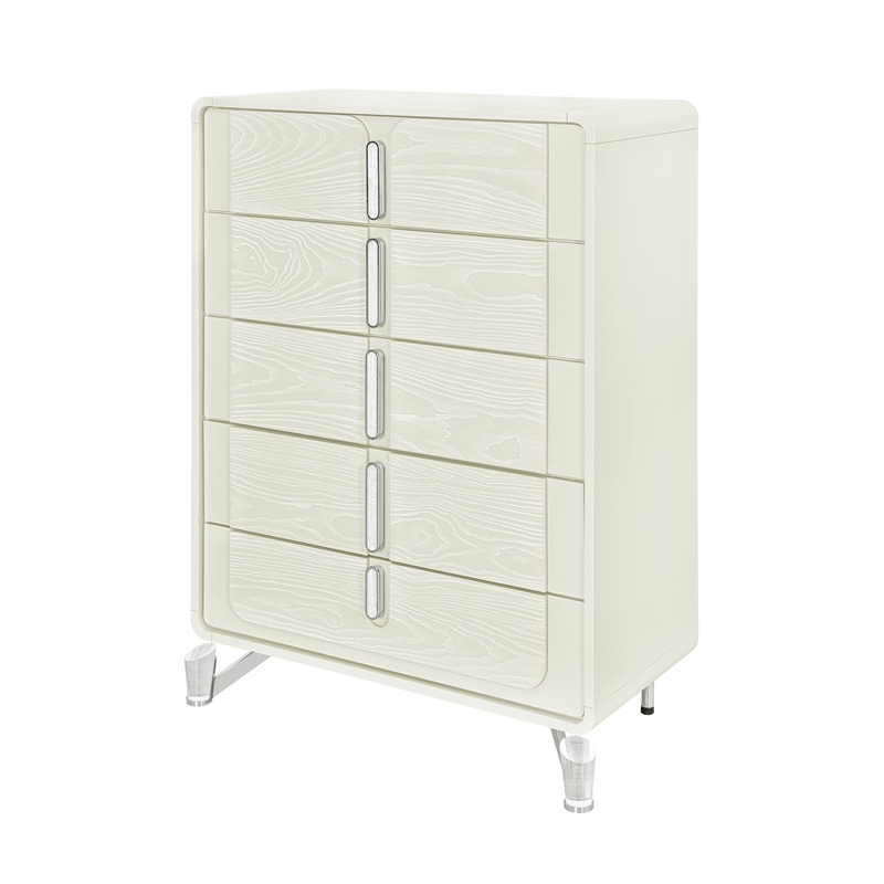 Lyra Acrylic legs Wood Beige Bedroom Chest