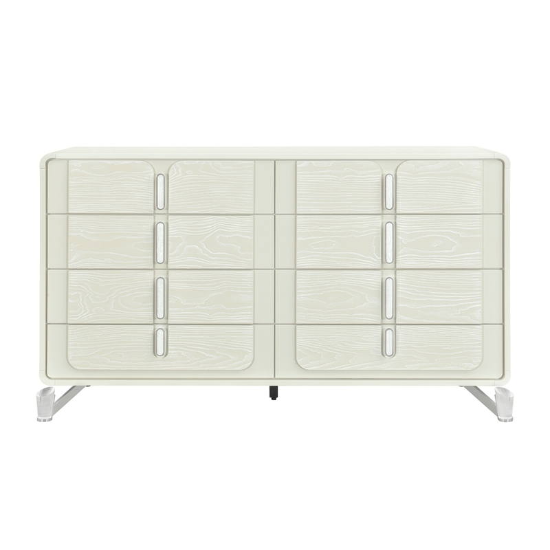 Lyra Acrylic legs Wood Beige Bedroom Dresser