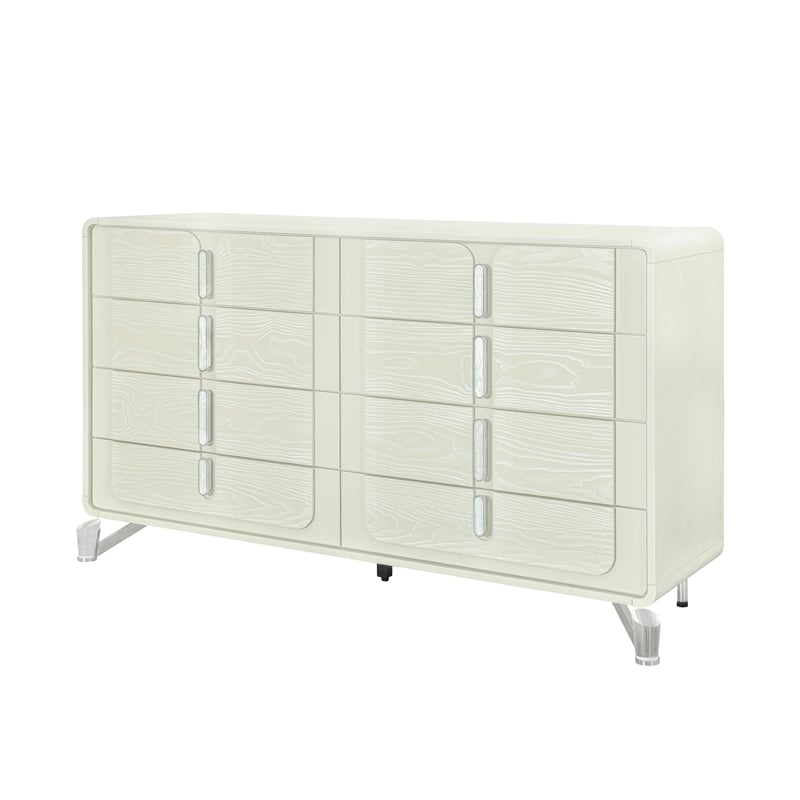 Lyra Acrylic legs Wood Beige Bedroom Dresser