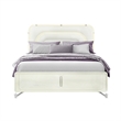 Lyra Beige Wooden Curved Headboard and LED Light King Bed with Acrylic Legs