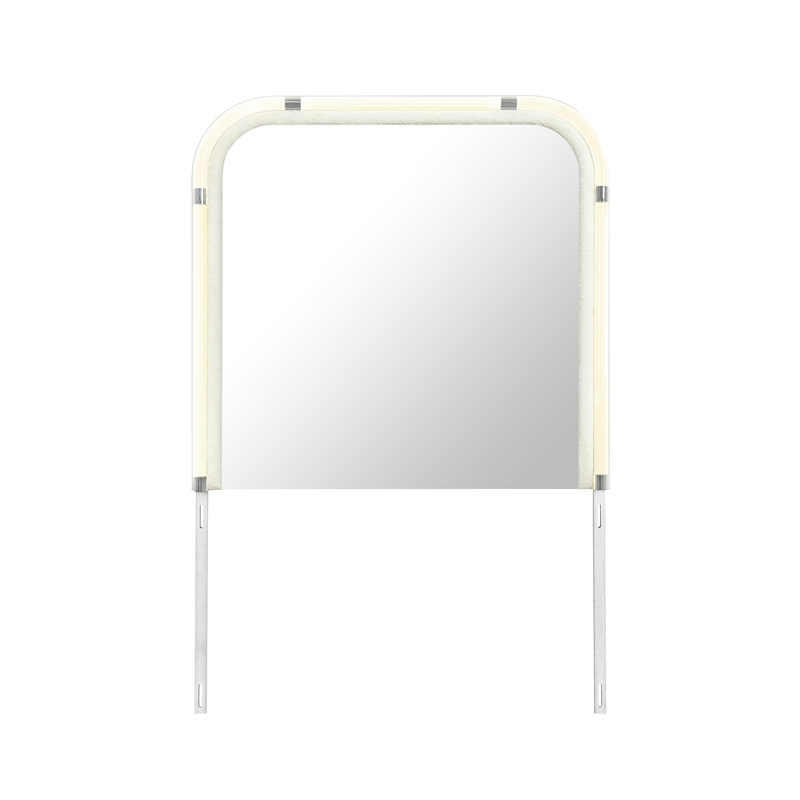 Lyra Beige Glass Large Scale Bedroom Mirror with LED Lighting