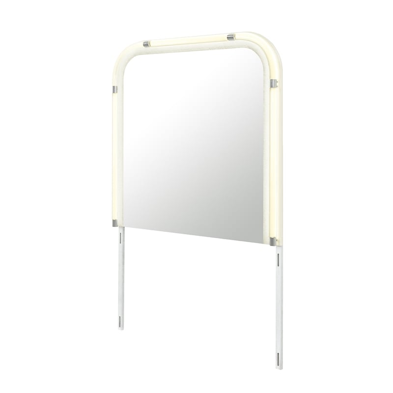 Lyra Beige Glass Large Scale Bedroom Mirror with LED Lighting