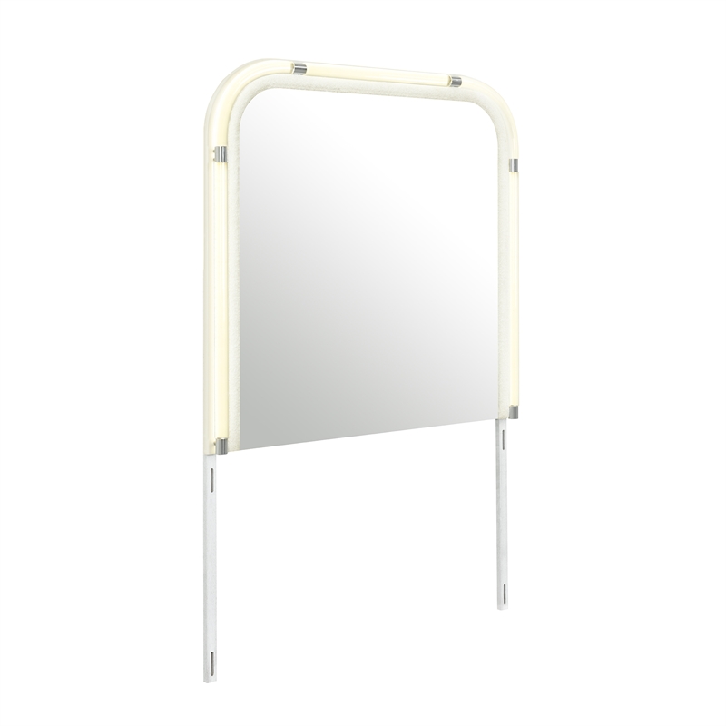 Lyra Beige Glass Large Scale Bedroom Mirror with LED Lighting