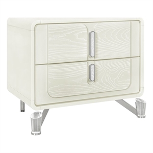Lyra Beige Wooden Nightstand with USB