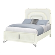 Lyra Beige Engineered Wood Curved Hdbd and LED Light Queen Bed with Acrylic Legs
