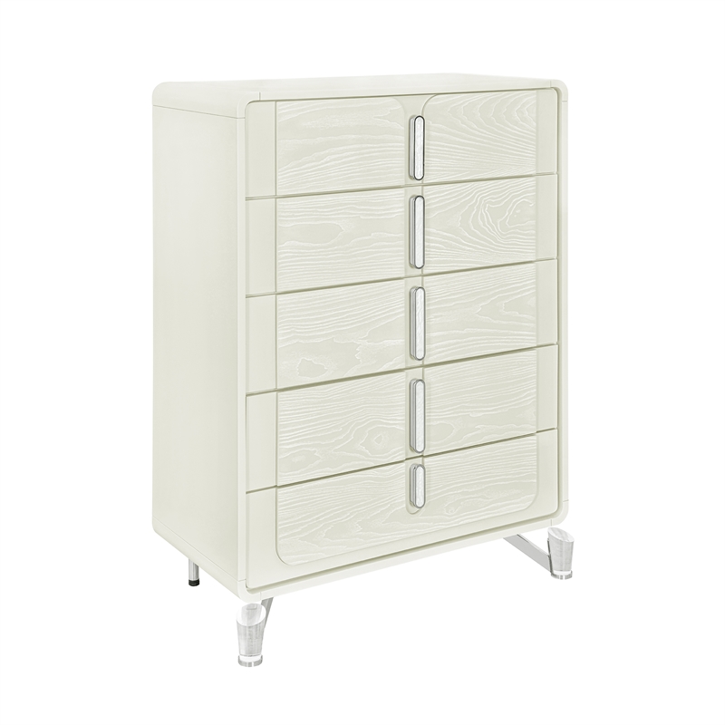 Lyra Beige Curved Hdbd and LED Light 5PC Queen Bedroom Set with Acrylic Legs