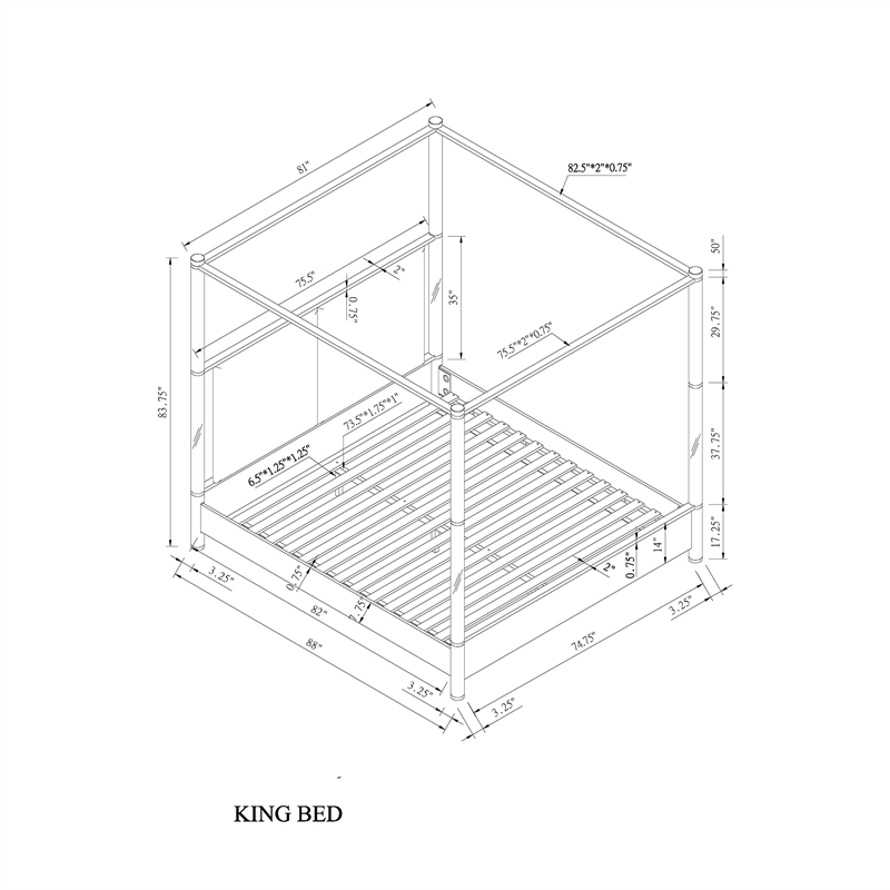 Malmo Oak Engineered Wood and Gold accented Post King Bed