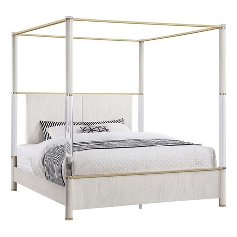 Malmo Oak Engineered Wood and Gold accented Post King Bed