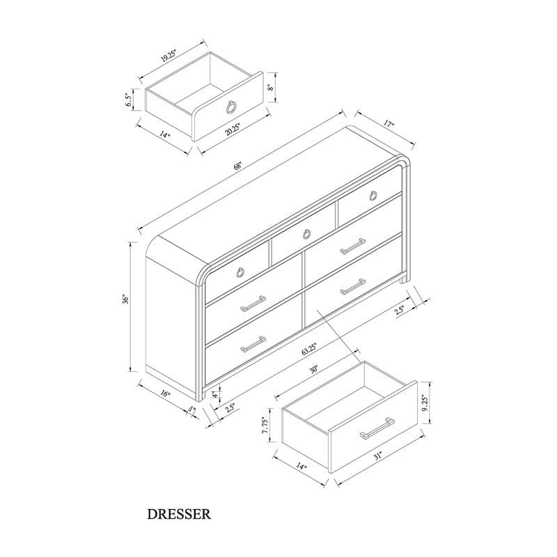 Malmo Oak Engineered Wood and Gold accented Post 5PC King Bedroom Set