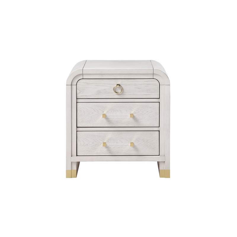 Malmo Oak Engineered Wood and Gold accent Bedroom Nightstand