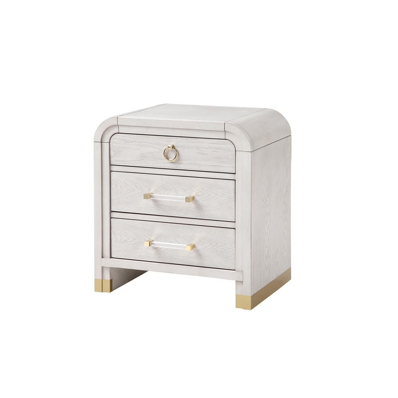 Malmo Oak Engineered Wood and Gold accent Bedroom Nightstand