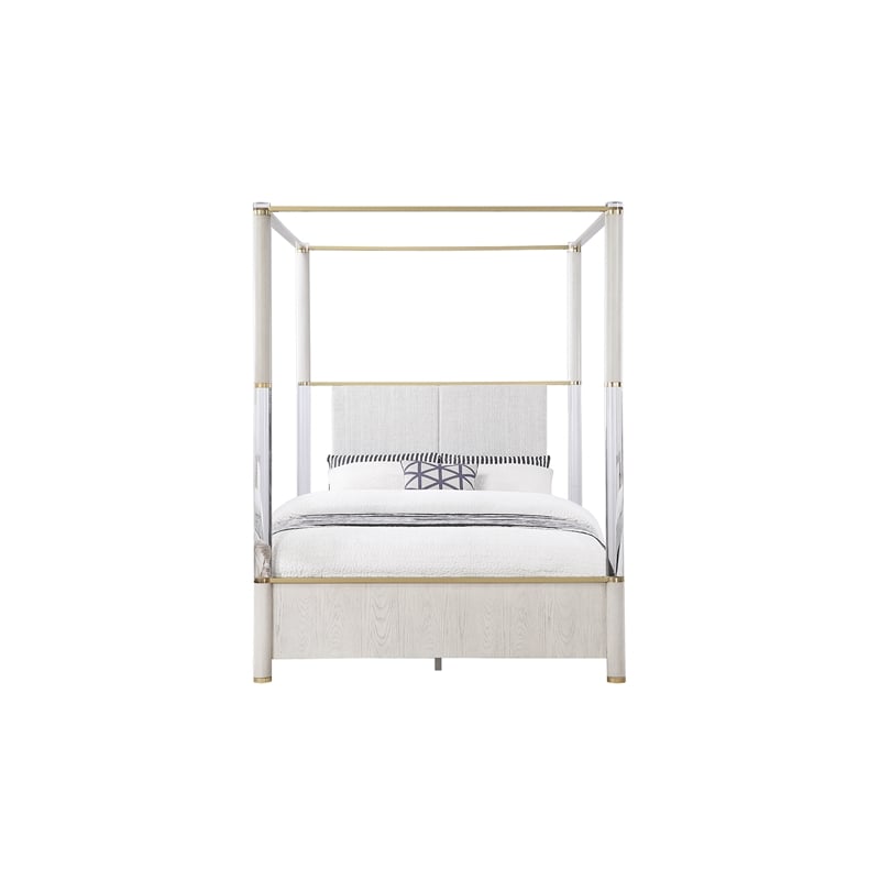 Malmo Oak Engineered Wood and Gold accented Queen Bed