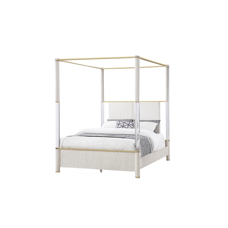 Malmo Oak Engineered Wood and Gold accented Queen Bed