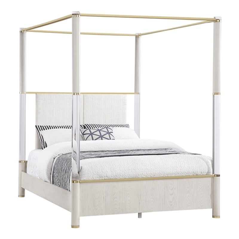 Malmo Oak Engineered Wood and Gold accented Queen Bed