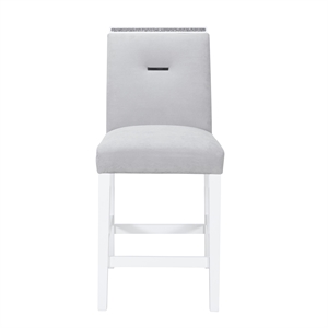 Global Furniture USA Monaco Light Gray and White Fabric Bar Stool- Set of 2