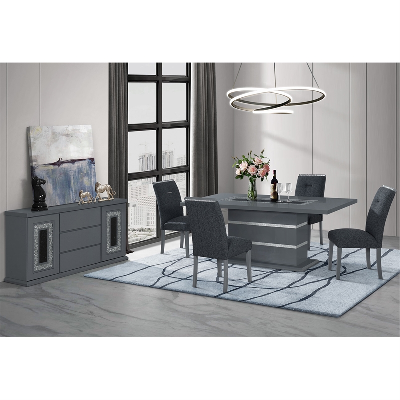 Monaco Dark Gray Upholstered 2PK Dining Chair