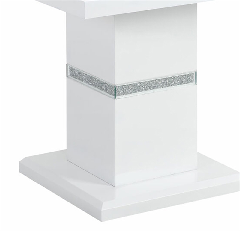 Monaco White Engineered Wood Glossy Finish End Table