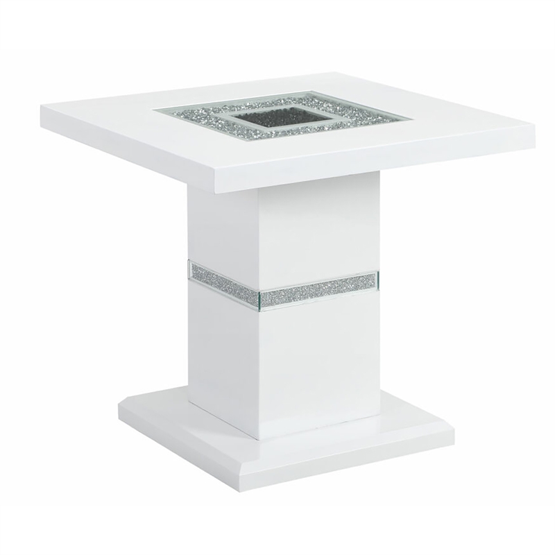 Monaco White Engineered Wood Glossy Finish End Table