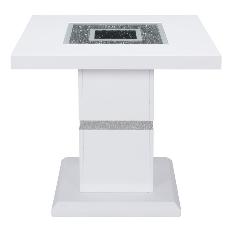 Monaco White Engineered Wood Glossy Finish End Table
