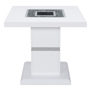 Monaco White Engineered Wood Glossy Finish End Table
