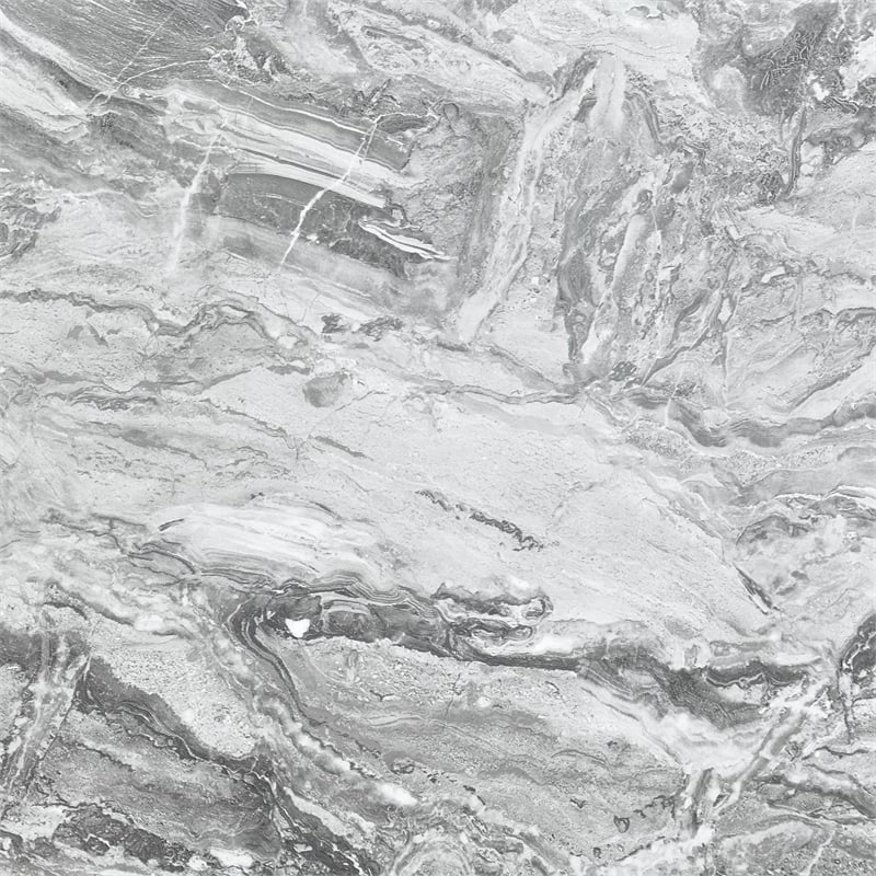 Naomi Silver with Faux Marble Detailing King Bed with LED Light