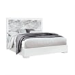 Naomi Silver with Faux Marble Detailing King Bedroom Set with LED Light