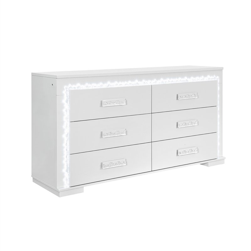 Naomi Silver with Faux Marble Detailing King Bedroom Set with LED Light