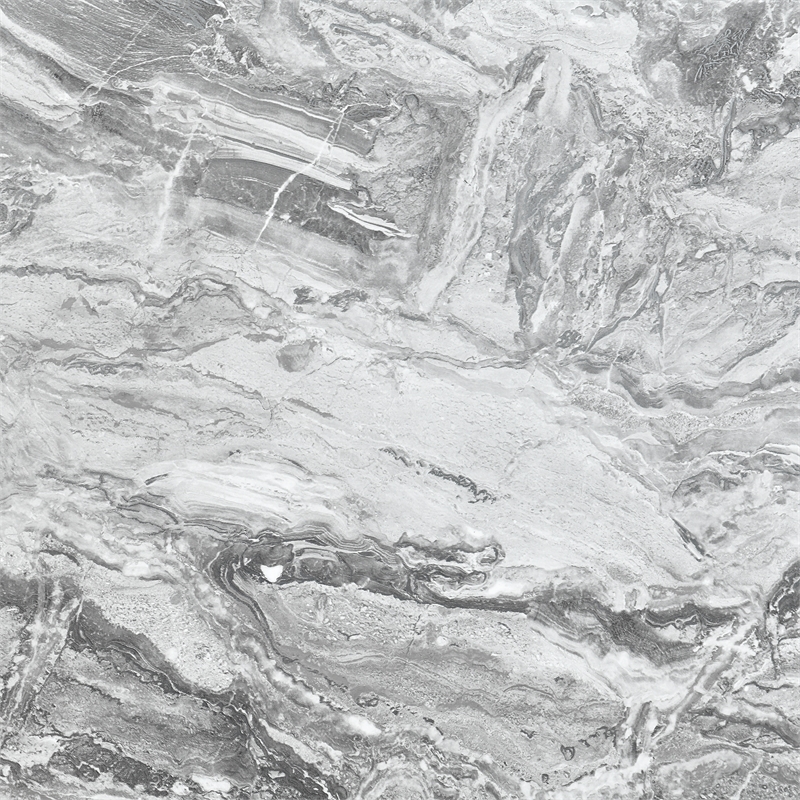 Naomi Silver with Faux Marble Detailing Queen Bed with LED Light