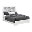 Naomi Silver with Faux Marble Detailing Queen Bedroom Set with LED Light