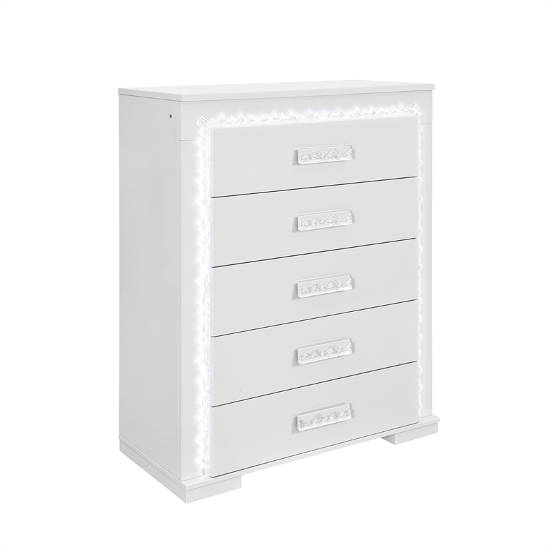 Naomi Silver with Faux Marble Detailing Queen Bedroom Set with LED Light