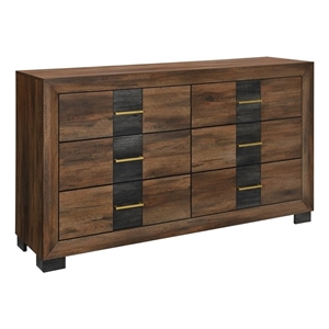 Optimus Brown Engineered Wood Dresser with Black Accented Panel
