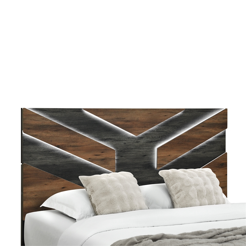 Optimus Brown Engineered Wood Full Bed with Black Accented Panel