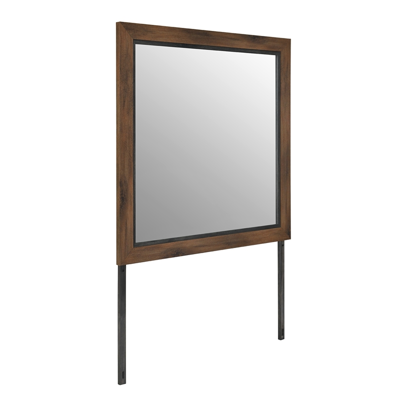 Optimus Brown Engineered Wood 5PC Full Bedroom Set with LED and Accented Panel