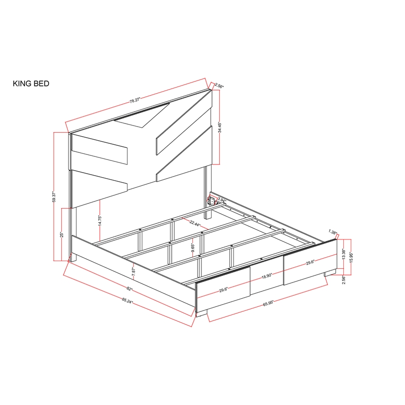 Optimus Brown Engineered Wood King Bed with Black Accented Panel