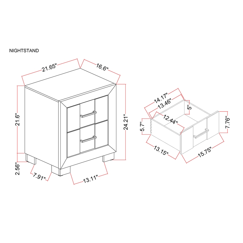 Optimus Brown Engineered Wood 5PC King Bedroom Set with LED and Accented Panel