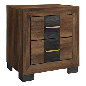 Optimus Brown Engineered Wood Nightstand with Black Accented Panel